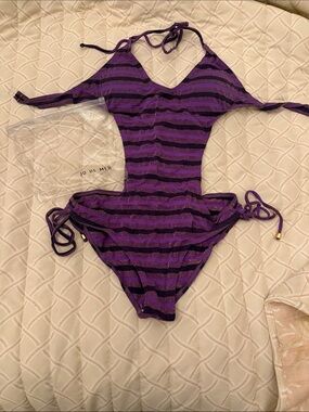 Striped Purple One-Piece Swimsuit